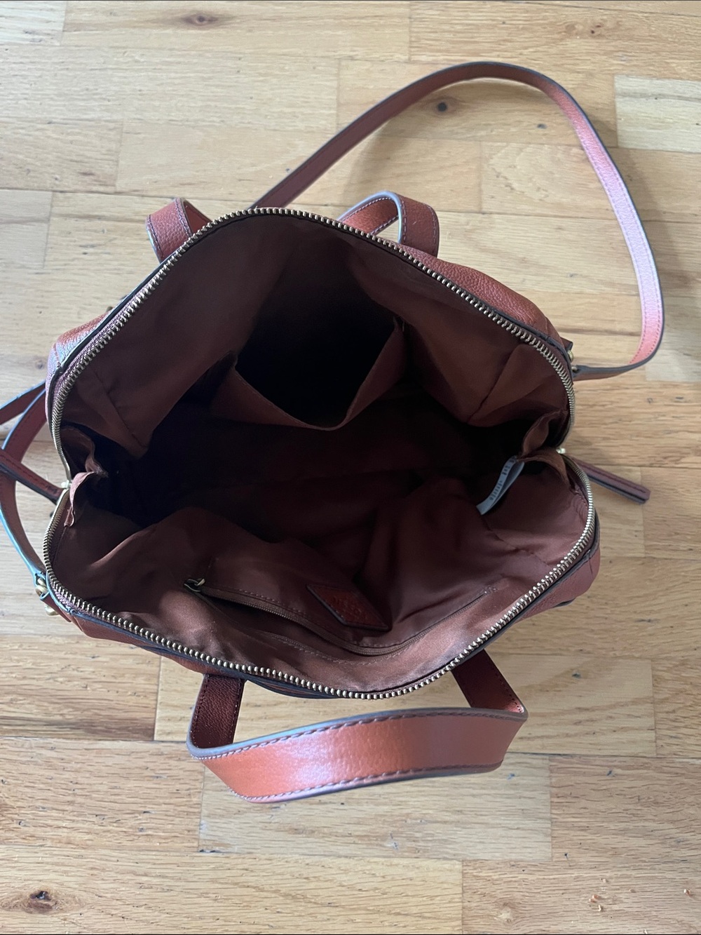 Fossil Leather Satchel in Warm Chestnut Brown - Picture 5 of 5